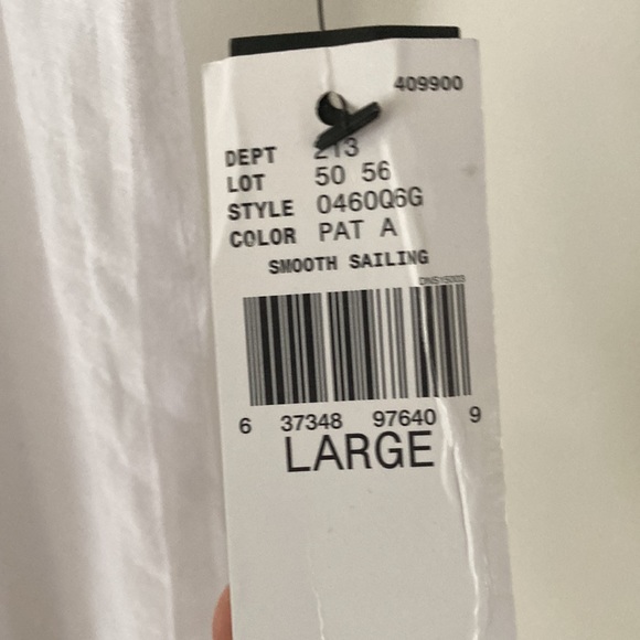 NWT AB Studio Sheer White Embroidered Short Sleeve Blouse with Tassel Ties L - Picture 3 of 8